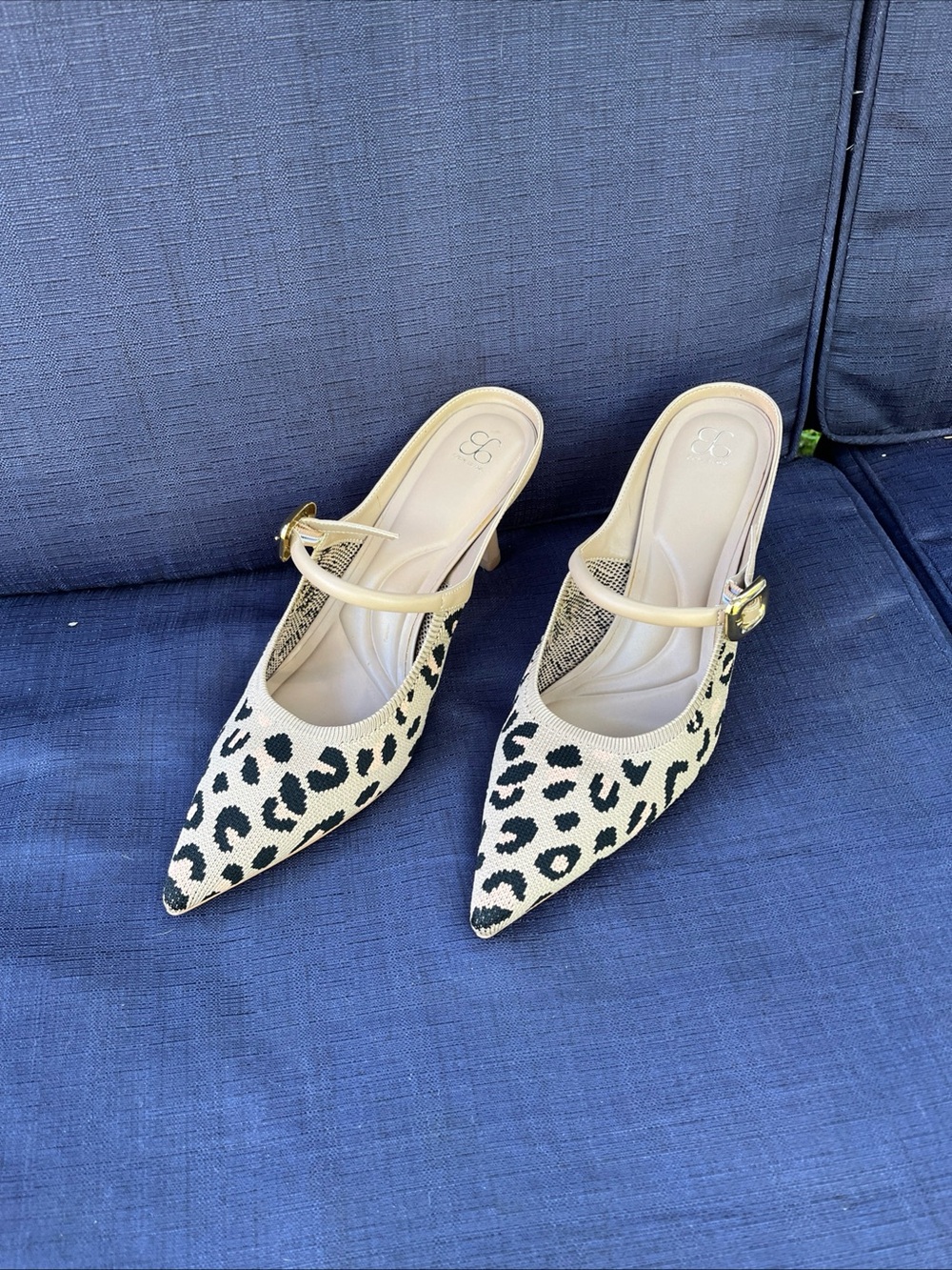 Cosy Island Leopard-Print Pointed  Heels in Beige and Black
